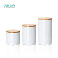 PYD Life 2023 New Custom 16oz 25oz 30oz Sublimation Blank Kitchen Food Ceramic Canister Storage Jars Set with Wooden Bamboo Lid MegaBDM