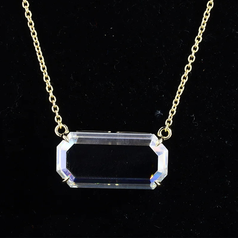 Fancy Shape Moissanite 10k Yellow Gold  Pendant Jewelry Custom Chain Necklace