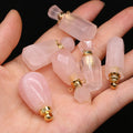 HZ Exquisite Nature Rose Quartz Aromatherapy Necklace Beautiful Essential Oil Diffuser Perfume Bottle Necklace