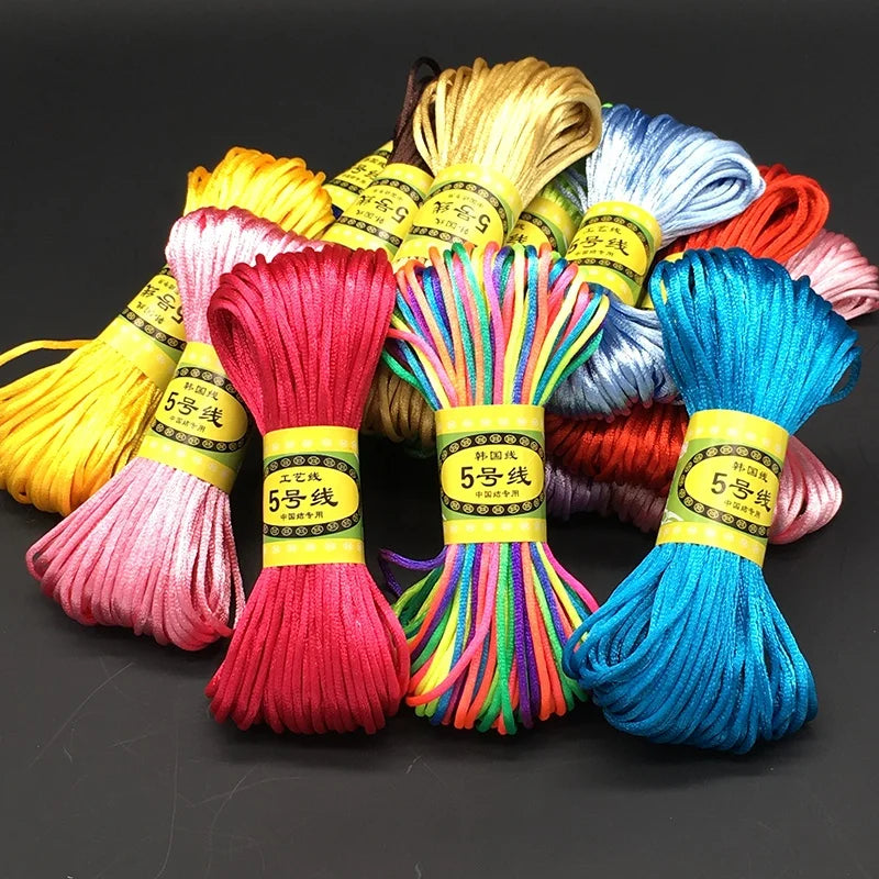 Wholesale 2.5mm Satin Dyed Nylon Macrame Cord 20 Meter for Jewelry Making Bags Chinese Knot Beading Shoe Crafting