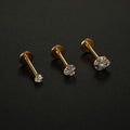 Stainless Steel 2/3/4/5MM Round Shape Clear CZ Labret Monroe Lip Ring Tragus Nail Helix Earring Stud Piercing Jewelry