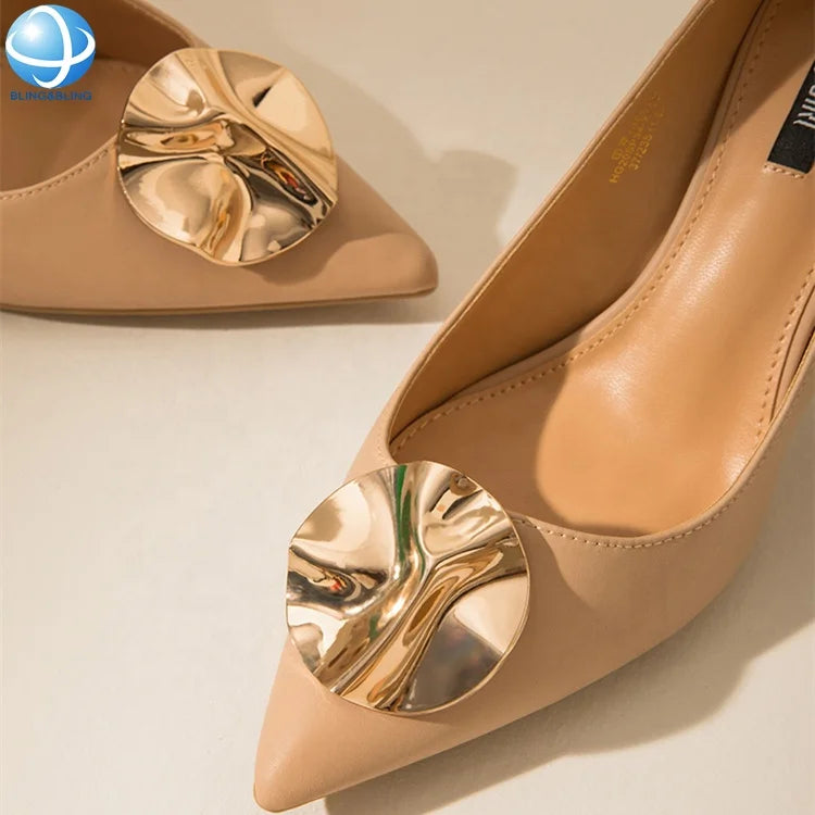 Gold Tone Metal Irregular Shoe Clip Lady Shoes Accessories Clips Brooch Shoe Buckles