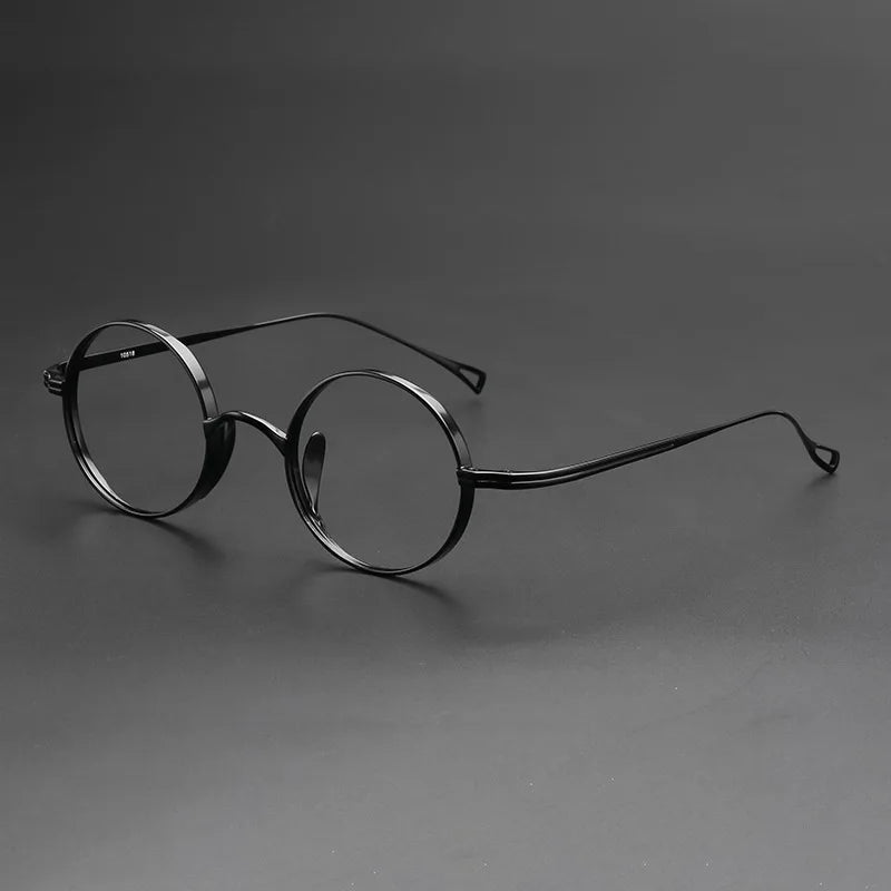 Handmade Small Round Titanium Glasses Frame Men Retro Eyeglasses Myopia Reading With Original Box Eyewear