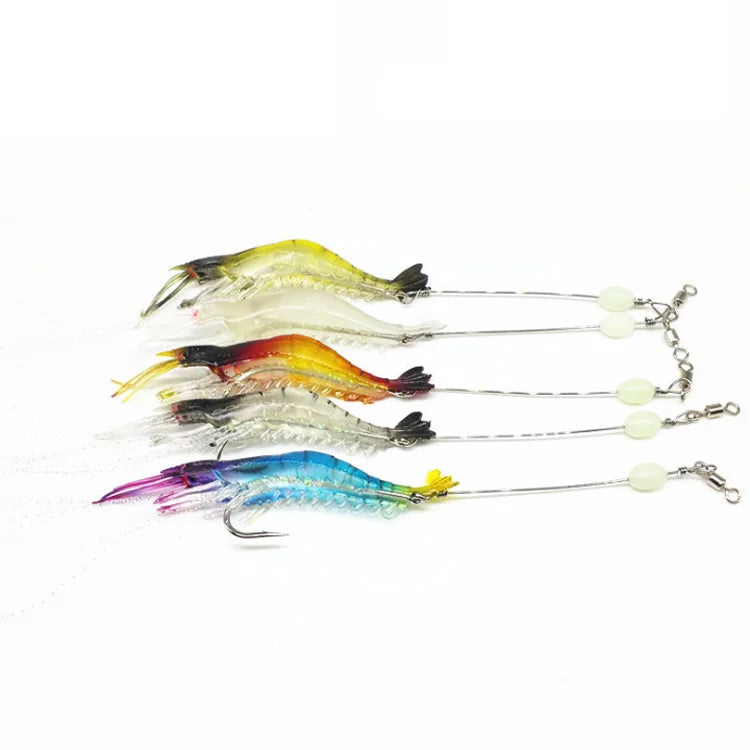 Artificial Shrimp Rigged Hook Swim Bait Prawn Soft Bait Fishing Lure