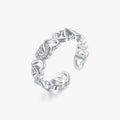 925 Sterling Silver Party Fine Jewelry Sparkling Clear Zircon Free Size Rings Heart to Heart Adjustable Ring for Women