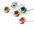 Wholesale Teapot Shape Stainless Steel Tea Infuser Ball Tea Strainer With Chain and Drip Trays