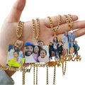 Lateefah OEM Custom Photo Name Necklace Memory Pictures Family Gift 18K Gold Plated Portrait Name Pendant Necklace