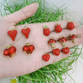 JS1799 Hot Sale Gold Plated Enamel Red Puffy Bubble Heart Star Ball Fruit Mushroom Charm Pendants for Jewelry Making Supplies