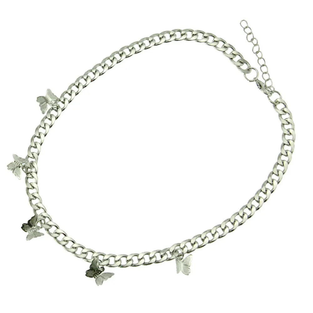 Fashion Low Cost 7mm Wide Silver Cuban butterfly Necklace Chain Jewelry