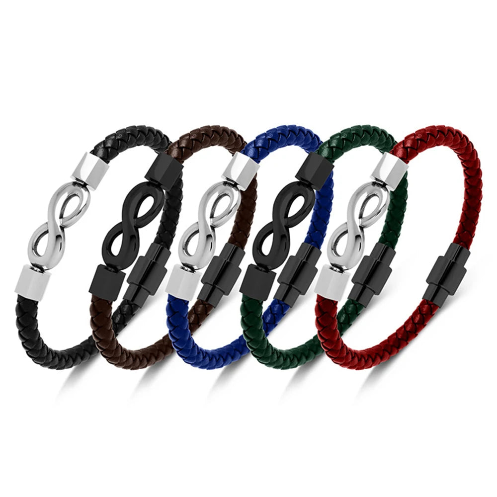 Latest Design Fashion Jewelry Wholesale Vintage Stainless Steel Personalized Colorful Leather Bracelets for Men