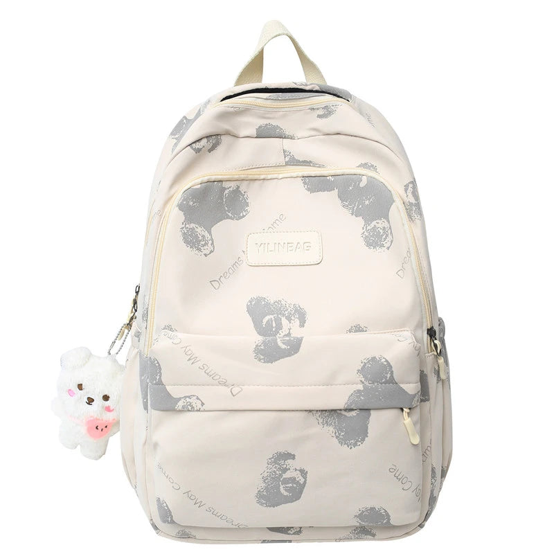 1909  Solid Color Backpack Korean Style All-Matching School Bag Leisure Large-Capacity Backpack