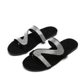 Roman Diamond-studded One-word Belt slippers New Sandals Women's Summer Comfortable Flat-bottomed Large Size slippers