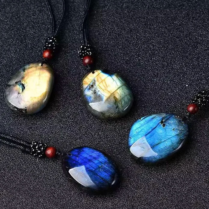 Madagas Natural Crystal Rough Stone Ornament Elongated Stone Playable Handle Moonstone Pendant Sweater Chain Accessory