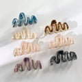 OEM Korean Fashion Acetate Large Wave Hair Claw 10.5cm Geometric Advanced Metal Shark Clip Acetate M Shape Marbled Hair Clamp