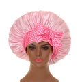 New Large Satin Bonnet Silk Night Sleeping Cap Long Satin Bonnet With Head Tie Band Bonnet Edge Wrap for Women Curly Braid Hair