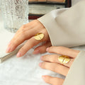 Personality Oval Opening Adjustable Ring Korean Vintage Thin Band Ring Gold Plated Stainless Steel Ring for Women and Men