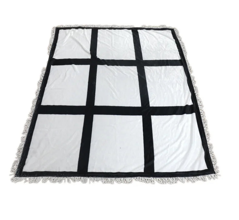 White Blanks Photo Digital Custom Printing Flannel Fleece 9 Panel Sublimation Blanket