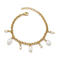 Customized Stainless Steel O Chain Drop with Natural Fresh Water Pearl Tassel Bracelets