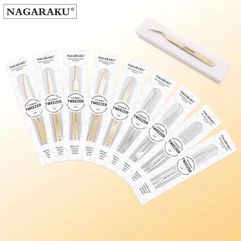 NAGARAKU All Type of Tweezers for Eyelash Extension Stainless Steel Professional Volume Tweezers