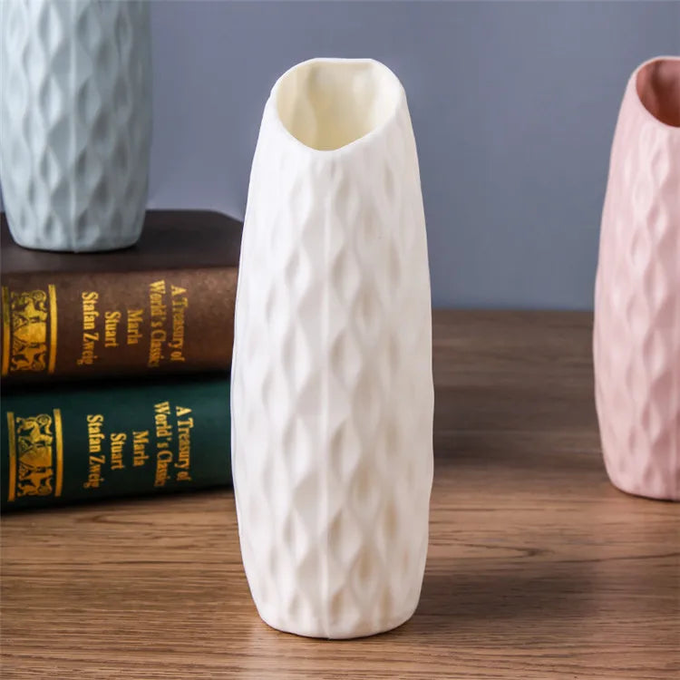 European Style Throw Resistant Simulated Ceramics Flower Vase Photography Prop Plastic Vase Light Luxury Wind Home Decoration