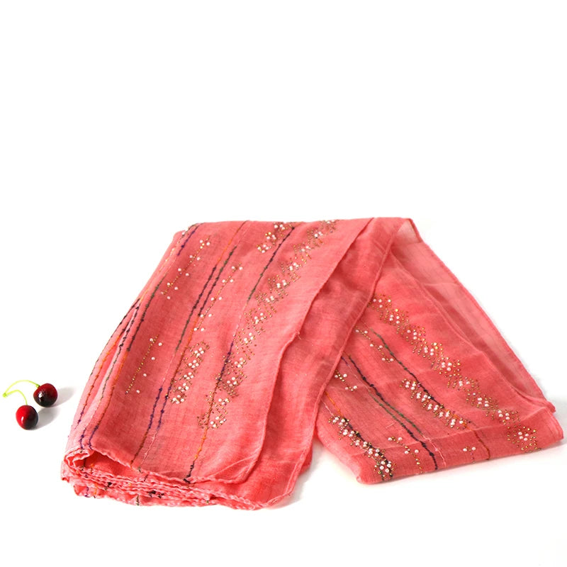 2024 New Design High Quality Jersey Cotton Scarf Women Muslim Hijab Hot Selling Shawl With Stone