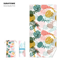 Eco Beach Towel Drawstring Bag Package Tropical Palm Print Waffle Sand Free Beach Towels Compressed Beach Towels