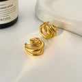 Classic Trendy Gold Plated Stainless Steel Three-layer Cuff Earrings Stainless Steel Earrings Wholesale