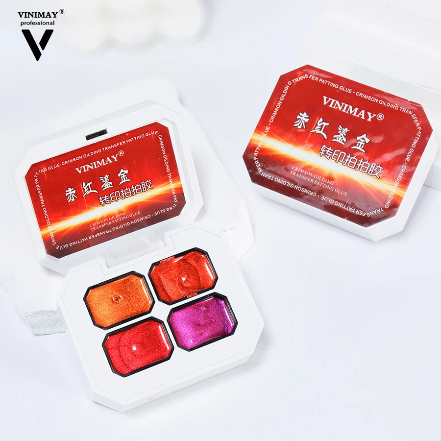 VINIMAY Custom Private Label Stencil Nail Transfer Gel Palette 4 Colors Pat Pat Paint Gel Nail Printing Nail Art Painting Gel