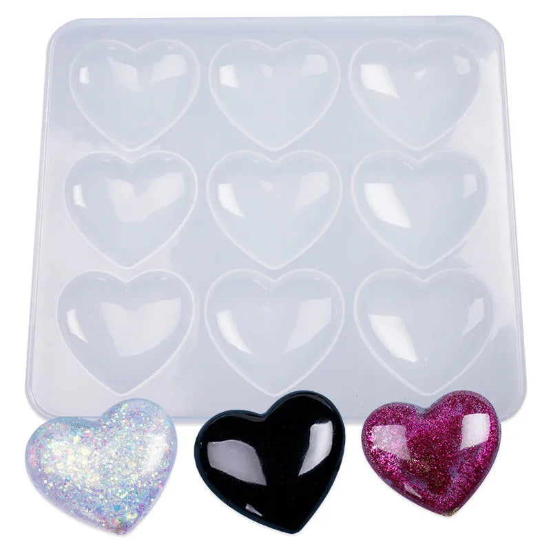 HY Glossy Heart Shape Jewelry Casting Molds Keychain Charms Mold Silicone Heart Epoxy Mold