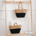Cotton Portable Women's Bucket Bag Summer Hand Carry Two Open for Ladies
