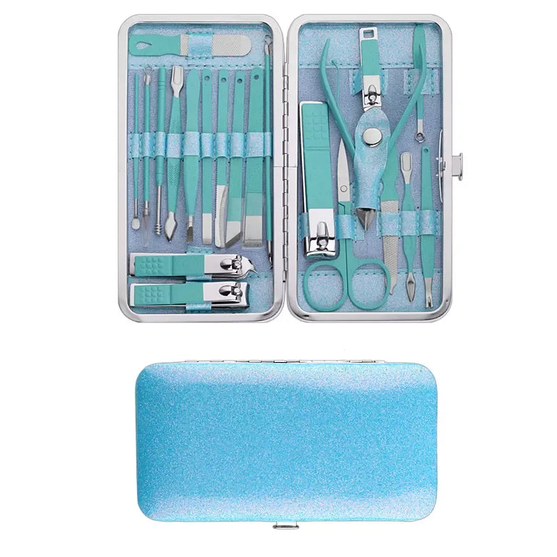 Little Star Model T120 21-Piece Portable Stainless Steel Manicure Pedicure Set Multi-Purpose Nail Clippers Kit Ear Spoon Cuticle