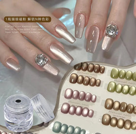 Misscheering Nail Art Shining Powder White Cat Eye Powder Mirror Crystal Sand Versatile Nail Decoration DIY Fine Powder
