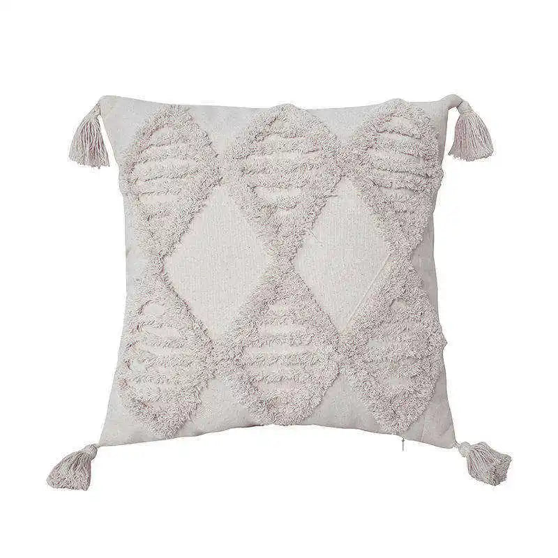 Innermor Boheme Luxury Home Decor Cushions Man-Made Nordic Style Embroidered Tufted Pillow Case Ivory Cream for Hotel Sofa Set