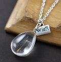 Transparent Glass Round Heart Drop Shaped Glass Pendant Necklace Dandelion Wish Necklace