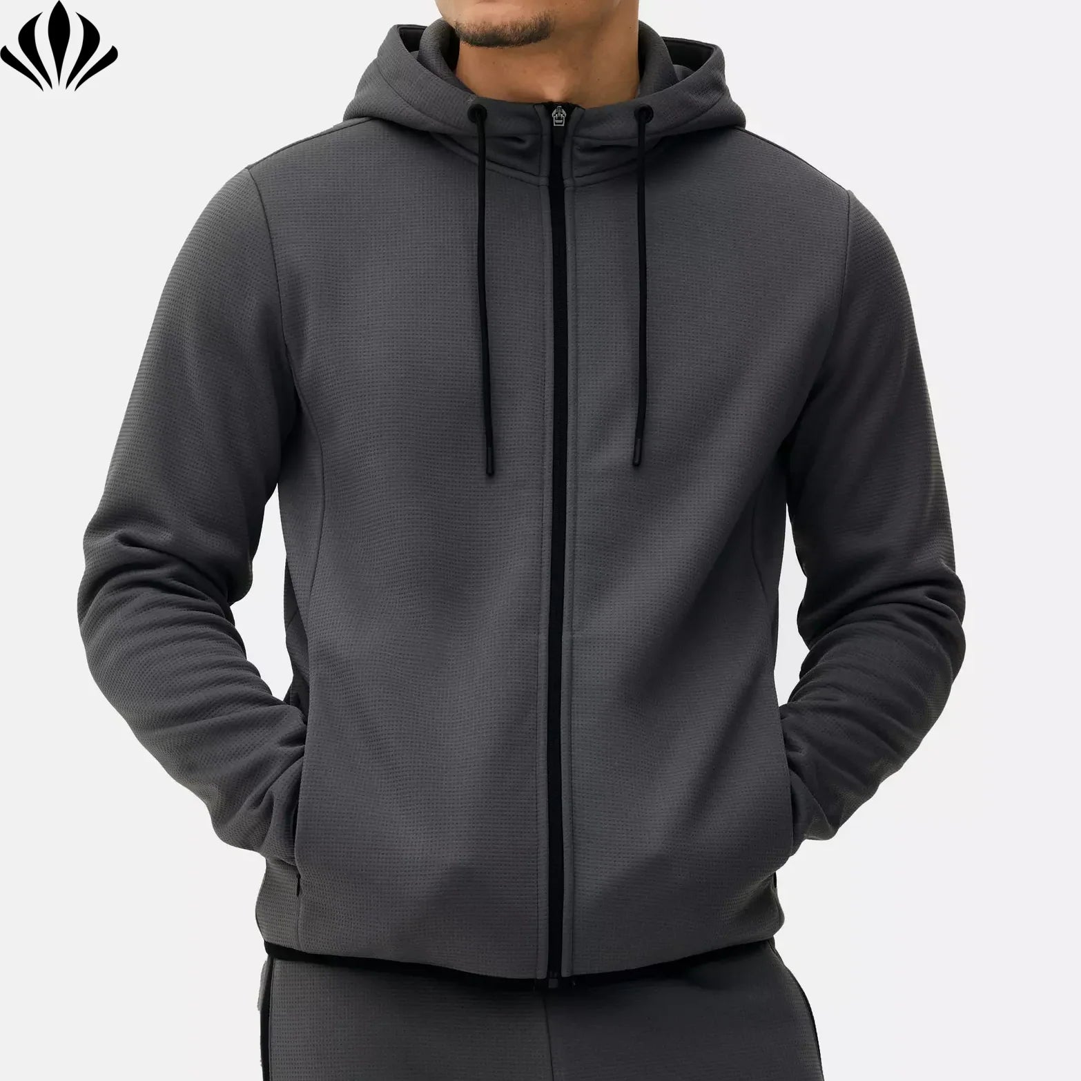 Hot Selling Men's Comfortable Sports Fleece Zip up Hoodie With Drawstring