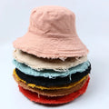 2023 Spring Summer Women Lady Girl  Fisherman Sun Cap Wholesale Colour Foldable Blank Frayed Brim Canvas Cotton Bucket Hat