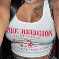 European and American Style Open-neck Printed Letter Small tank Top Ribbed Letter Print Fashionable Women Clothing