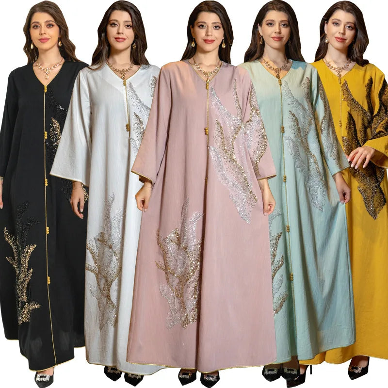 Eid 2023   POLYESTER Abaya Breathable Adult Dress Musulmana Kaftan AB309