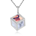Hip Hop Custom Memory Cube Photo Pendant Necklace Personalized Brass Zircon Rope Chain Gold Plated Jewelry for Party