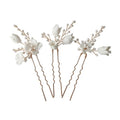 Elegant Handmade Bridal Headpiece Pearl Ceramic Flowers Hair Pins Jewelry Wedding Headdress Hair Accessories