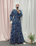 Flower Printed Long Sleeve Dress Islamic Dresses for Women Muslim Clothing Jilbab Abaya Dress Islamic Clothing Modern