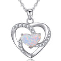 Factory Sale New Design 925 Sterling Silver White Gold Plated Opal Heart Zircon Necklace