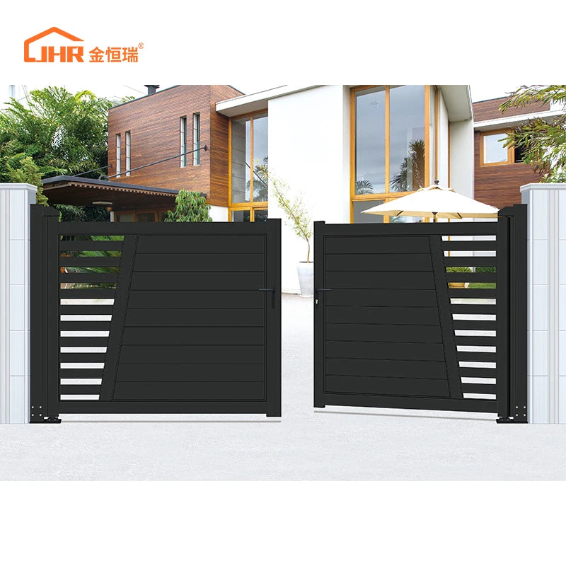 JHR Driveway Automatic Driveway Hidden Gate Swing Aluminum Amazing Driveway Entry Gates