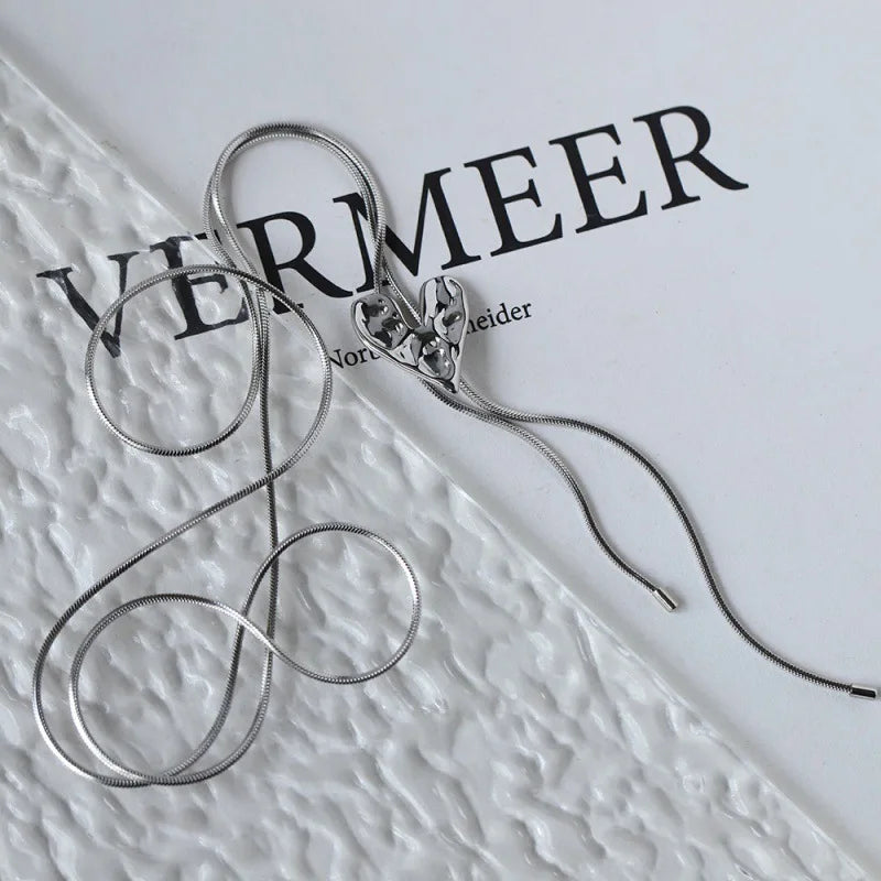 Stainless Steel Irregular Heart-shaped Sweater Long Chain Sweet Adjustable for Autumn and Winter Titanium Steel Necklace
