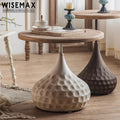 WISEMAX FURNITURE Nordic Living Room Furniture Sofas Coffee Tables Set Modern Round Shaped Metal Base Wood Top Center Tables Set