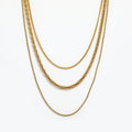 Joolim Jewelry Gold Plated Curb Chain Snake Chain Three Layer Necklace Stainless Steel Jewelry Wholesale