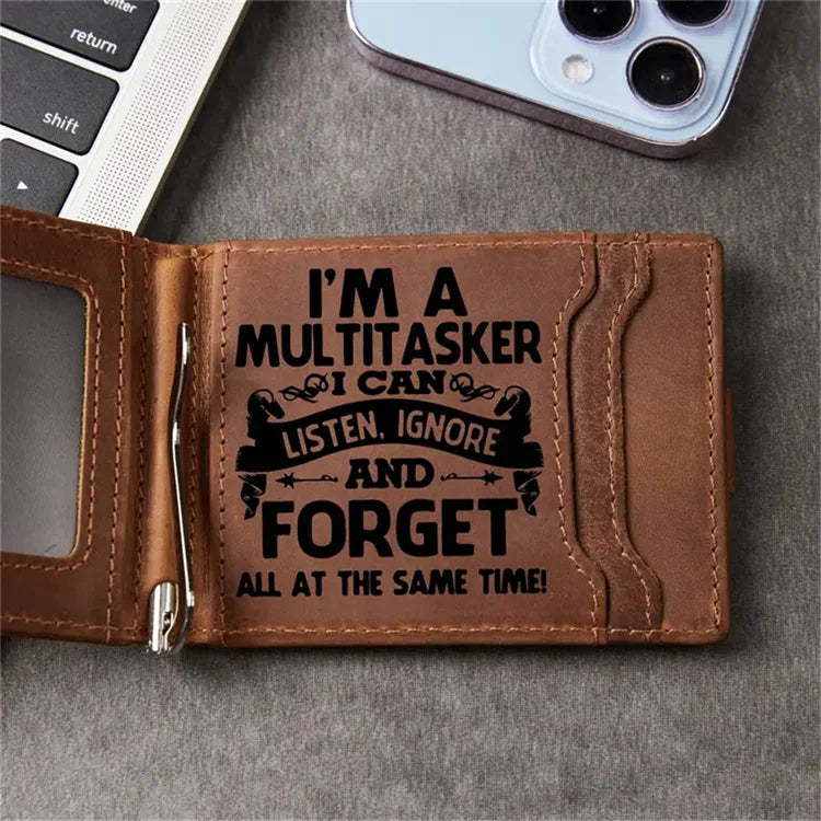 Modern Men's Real Leather Credit Card Holder Rfid Bifold Card Wallets With Money Clip Laser LOGO for Men