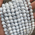 Matte Natural White Howlite Round Stone Beads Gemstone Loose Beads for Jewelry Making Bracelet