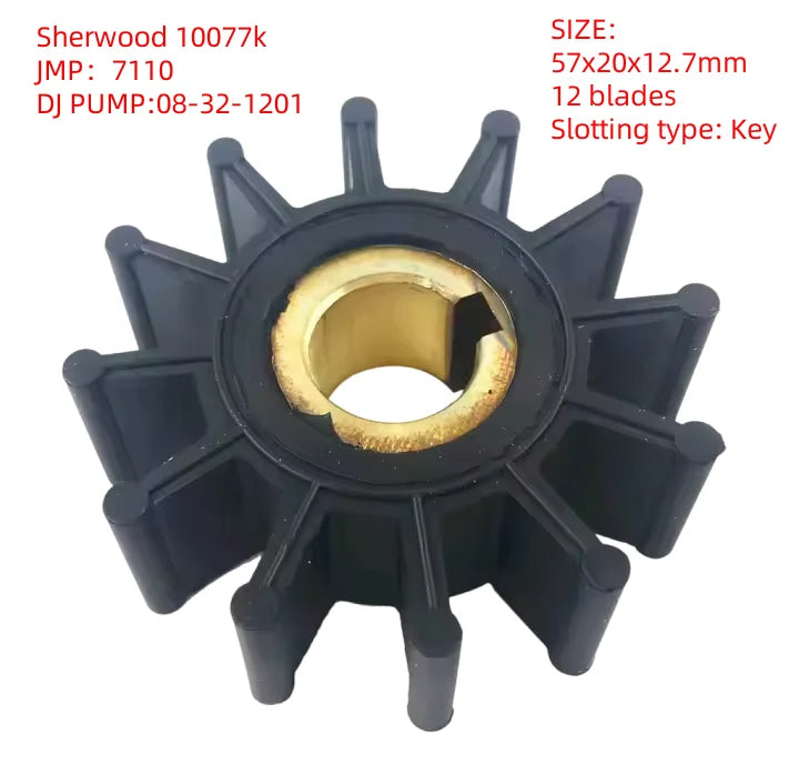 Sherwood 10077K Closed Boat Pump  Rubber  Impeller  Onan 132-0375 132-0498 Flexible Rubber DJ PUMP 08-32-1201 JMP 7110-01