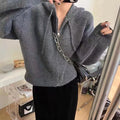 OEM/ODM Custom Double Zipper Hooded Sweater Cardigan Women's Autumn and Winter Loose Long Sleeve Jacket Coat
